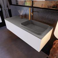 Badkamermeubelset Mondiaz Erin 120 cm met 1 Lade met RIDGE Wastafel Rechts Dark grey met 1 kraangat Greeploos Mat Carrara - thumbnail