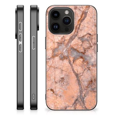 iPhone 15 Pro Max Marmeren Print Telefoonhoesje Marmer Oranje