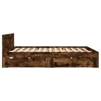 Bedframe met hoofdeinde bewerkt hout gerookt eiken 120x190 cm - thumbnail