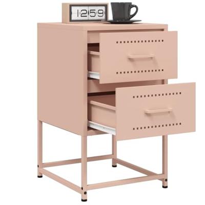 Nachtkastjes 2 st 36x39x60,5 cm staal roze