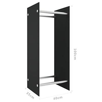VidaXL Haardhoutrek 40x35x100 cm gehard glas zwart - thumbnail