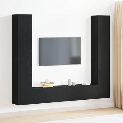 TV-kast 6 pcs Zwart 80 x 30 x 30 cm Bewerkt hout