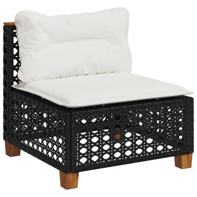 8-delige Loungeset met kussens poly rattan zwart - thumbnail