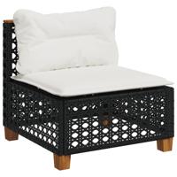 6-delige Loungeset met kussens poly rattan zwart - thumbnail
