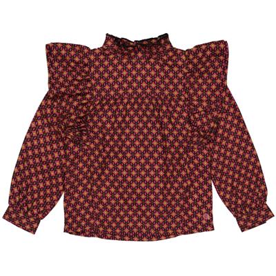 Quapi Meisjes blouse - Alexia - AOP retro lime groen