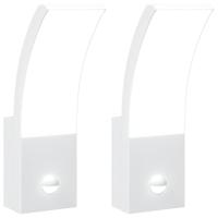 Buitenwandlampen 2 st LED met sensors gegoten aluminium wit - thumbnail