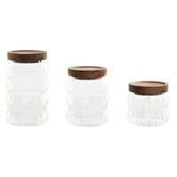 Set van 3 Potjes Home ESPRIT Transparant Natuurlijk 550 ml 750 ml 3 Onderdelen - thumbnail
