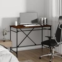 Bureau 100x50x75 cm bewerkt hout en ijzer gerookt eikenkleurig - thumbnail