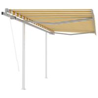 Luifel automatisch uittrekbaar met palen 3,5x2,5 m geel en wit - thumbnail