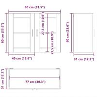 Keukenbovenkast met glazen deur Porto wit - thumbnail