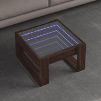 Salontafel met Infinity LED 50x53x30 cm bruin eikenkleurig - thumbnail