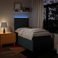 Boxspring met matras stof blauw 90x200 cm - thumbnail