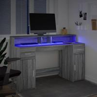 Bureau met LED-verlichting 120x55x91 cm hout grijs sonoma eiken - thumbnail