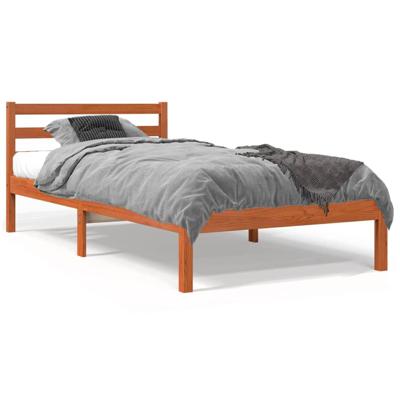 Bedframe zonder matras massief grenenhout wasbruin 90x190 cm Bedframe zonder matras massief grenenhout wasbruin 90x190 cm