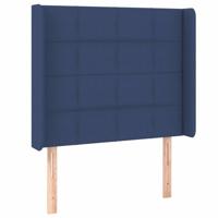 Hoofdbord met randen 93x16x118/128 cm stof blauw - thumbnail