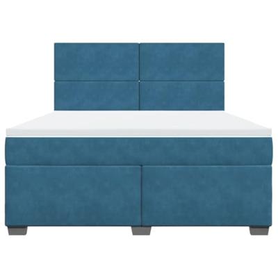 Boxspring met matras fluweel blauw 180x200 cm