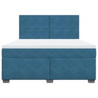 Boxspring met matras fluweel blauw 180x200 cm - thumbnail