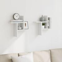 Wandschappen 2 st 38x12x38 cm bewerkt hout wit - thumbnail