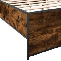 Bedframe bewerkt hout metaal gerookt eikenkleurig 150x200 cm - thumbnail