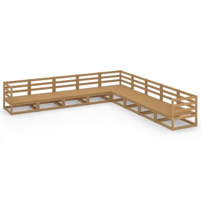 9-delige Loungeset massief grenenhout honingbruin