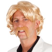 Boland Blonde pruik met snor - thumbnail