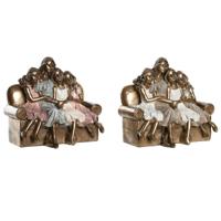 Decoratieve figuren DKD Home Decor 17 x 10,5 x 15,5 cm Roze Gouden Wit (2 Stuks) - thumbnail