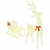 Rendier trek slede Warmwit 120 cm 55 cm Acryl - thumbnail