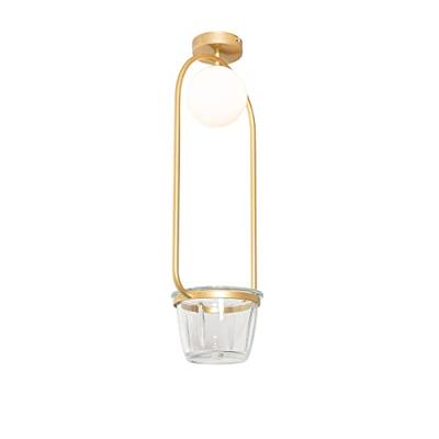 QAZQA Art deco plafondlamp goud met wit glas - Isabella QAZQA Art deco plafondlamp goud met wit glas - Isabella