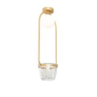 QAZQA Art deco plafondlamp goud met wit glas - Isabella - thumbnail