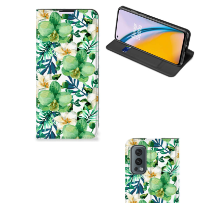 OnePlus Nord 2 5G Smart Cover Orchidee Groen OnePlus Nord 2 5G Smart Cover Orchidee Groen