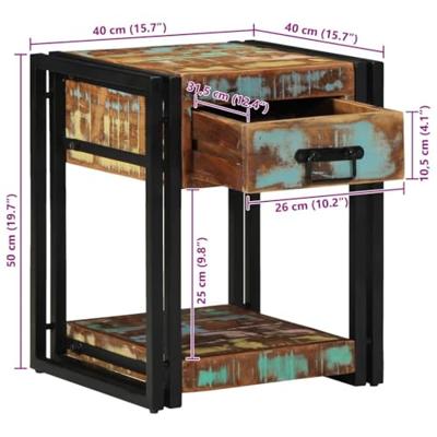 Nachtkastje Multikleur 40 x 40 x 50 cm massief gerecycled hout