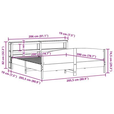 Bedframe zonder matras massief grenenhout wasbruin 200x200 cm