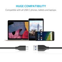 Anker Powerline 90 cm USB-C naar USB 3.0-kabel, USB-C met 56k ohm pull-up weerstand voor USB type C-apparaten Galaxy S8, S8+, S9, S10, MacBook, Sony XZ, LG V20 G5 G6, HTC 10, Xiaomi 5 enz, zwart - thumbnail