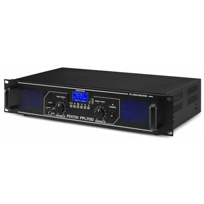 Fenton FPL700 digitale versterker - 2 x 350 watt, Bluetooth-functie, geïntegreerde mediaspeler, USB-poort, SD-slot, LED-effect, klasse D digitale versterker, rackmontage, incl. Afstandsbediening
