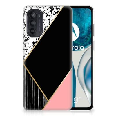 Motorola Moto G52/G82 | TPU Hoesje | Zwart Roze Vormen Motorola Moto G52/G82 | TPU Hoesje | Zwart Roze Vormen