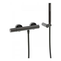 Douchemengkraan Tres Study Exclusive Rond 29 cm met Staafhanddouche Metallic Zwart - thumbnail