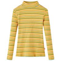 Kindershirt met lange mouwen lage col 140 gestreept okerkleurig - thumbnail