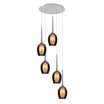 Highlight HanglampBelle nikkel rond 5-lichts smoke glas - H5143.19