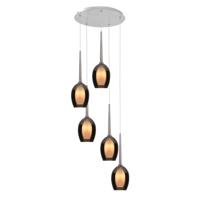 Highlight HanglampBelle nikkel rond 5-lichts smoke glas - H5143.19 - thumbnail