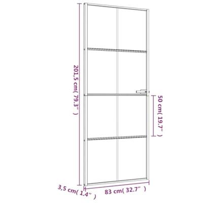 VidaXL Binnendeur smal 83x201,5 cm gehard glas en aluminium zwart VidaXL Binnendeur smal 83x201,5 cm gehard glas en aluminium zwart