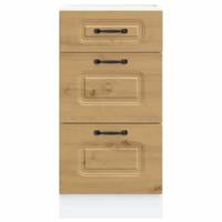 Keuken onderkast Kalmar bewerkt hout artisanaal eikenkleur - thumbnail