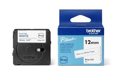Brother BTAG-233 labelprinter-tape Blauw op wit