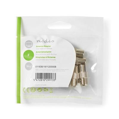 Satelliet- en antenne-adapter | Coax male - F female | 10 stuks | Metaal