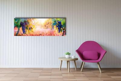 Schilderij -Druiven aan wijnranken, Premium print (wanddecoratie)