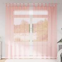 Gordijnen voile met roedezakken 2 st roze - thumbnail