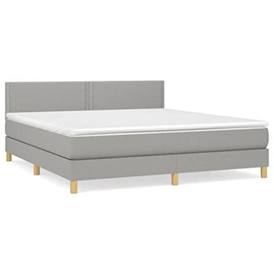 Boxspring met matras stof lichtgrijs 180x200 cm