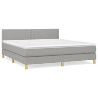 Boxspring met matras stof lichtgrijs 180x200 cm - thumbnail