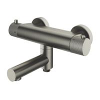 Thermostatische Badmengkraan Hotbath Cobber X Met Wegdraaibare Uitloop Geborsteld Nikkel - thumbnail
