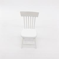 3 stuks Doll House miniatuur dining room meubilair houten stoel kinderen educatief speelgoed (wit) - thumbnail