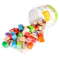 Viking Choice  Houten blokkenset - 50 stuks met emmer - multi gekleurd - thumbnail